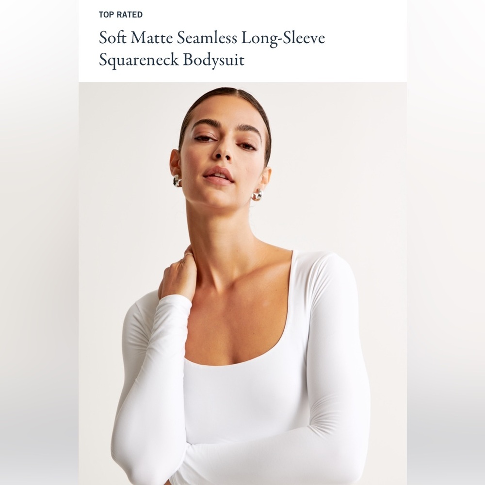 Abercrombie & Fitch Soft Matte Seamless Long-Sleeve Squareneck Bodysuit